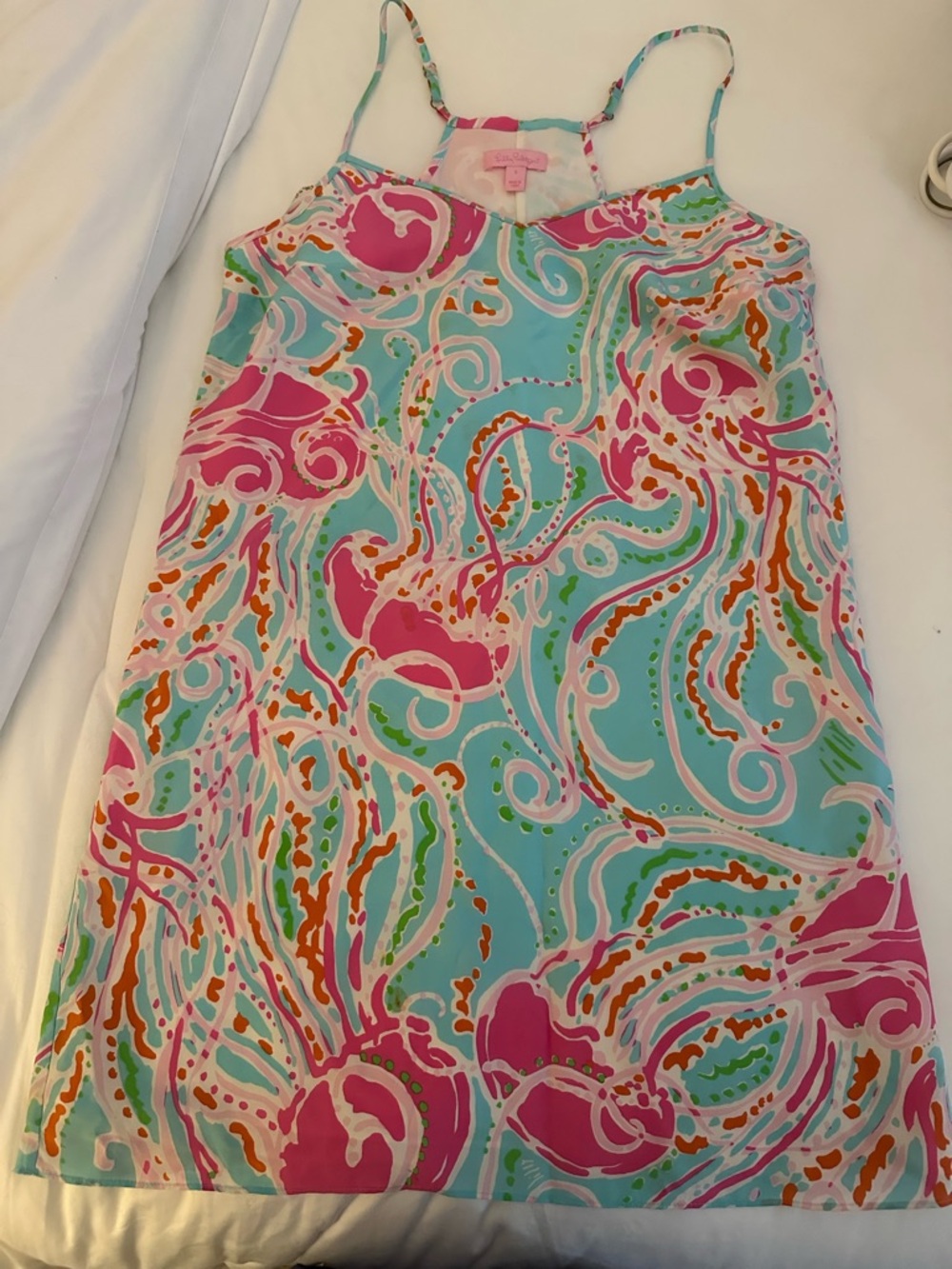 Lilly Pulitzer Pink & Aqua Swirl Print Mini Slip Dress